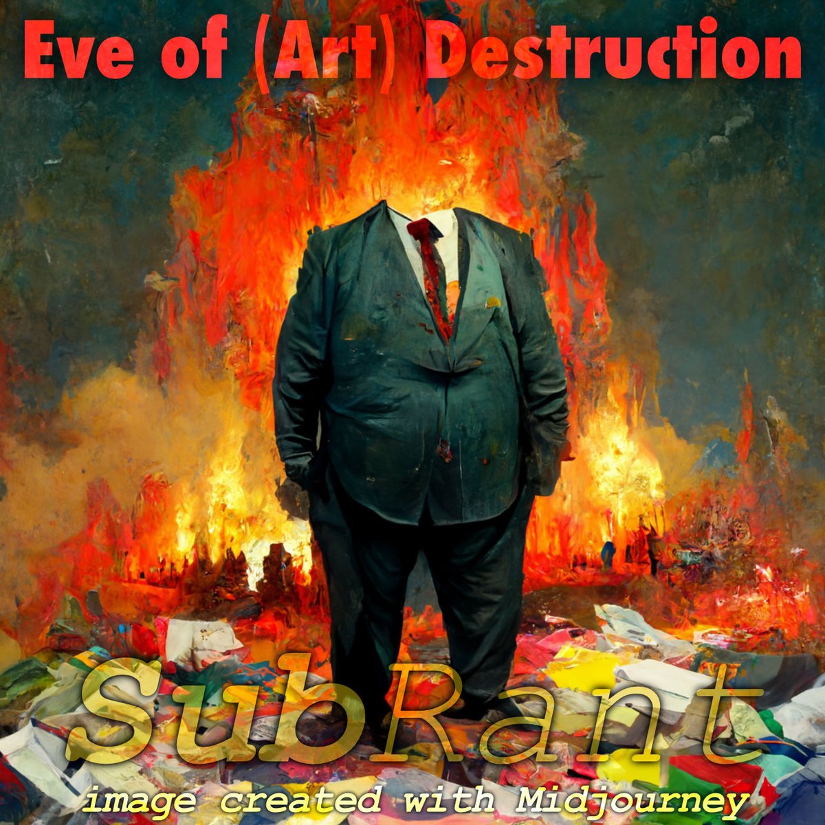 SubRantPodcast's tweet photo. Episode #65: Eve of (Art) Destruction
Catherine and James laud a MET facade, but trash “art speak”, selling dead people’s collections, cold soup, and burning ‘art’.
Listen: https://t.co/umTRHYc6s7
#podcast #art #Midjourney #SurlyStraggler #DamienHirst #BurningArt https://t.co/vg5Si5GQrH