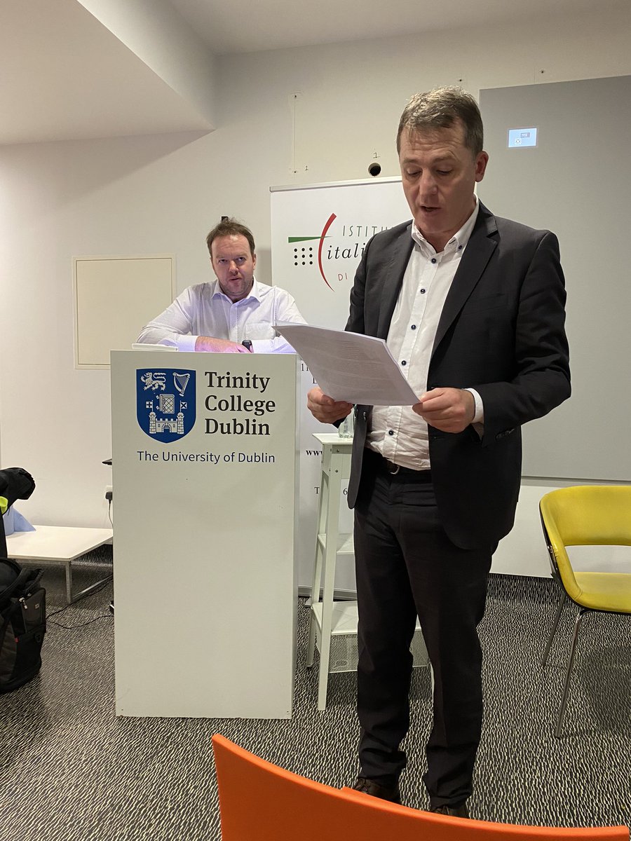 EnricaFerrara's tweet photo. #Pasolini100 at @tcddublin was a great success! Thanks to my co-organizers @NiallDKennedy @KrzysRowinski @IICDublino , our guests #BarryMcCrea #IgorCandido #WilliamWall &amp; reading by #GretaChies @TCLCTdublin It was lovely to receive good wishes from Provost @LindaDoyle! https://t.co/AWOmOXDTOa