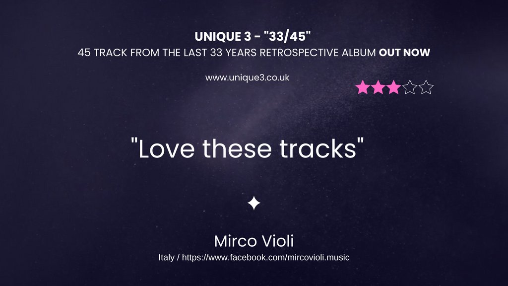 Kindly supported by Mirco Violi, Edzy Unique 3’s forty-five track, thirty-three years retrospective album, “33/45” is now available on Originator Sound Records. Links to the album on all sales platforms is here - unique3.co.uk/buy-3345-album… @MircoVioli @mirco.violi #deephouse #techno