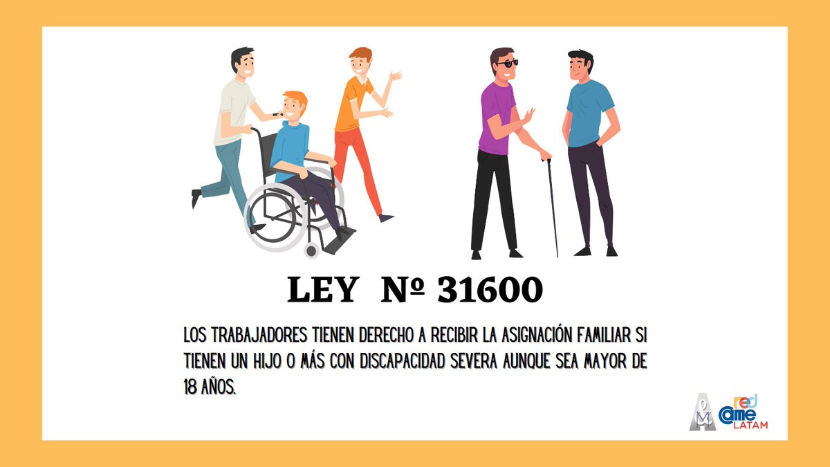 m_auditores's tweet photo. ASIGNACIÓN FAMILIAR PARA LOS TRABAJADORES CON HIJOS CON DISCAPACIDAD
Mediante Ley Nº 31600, el Congreso estableció el derecho a percibir la asignación familiar a los trabajadores que tengan uno o más hijos, mayores de 18 años, con discapacidad severa. https://t.co/pzR3gzwFcL