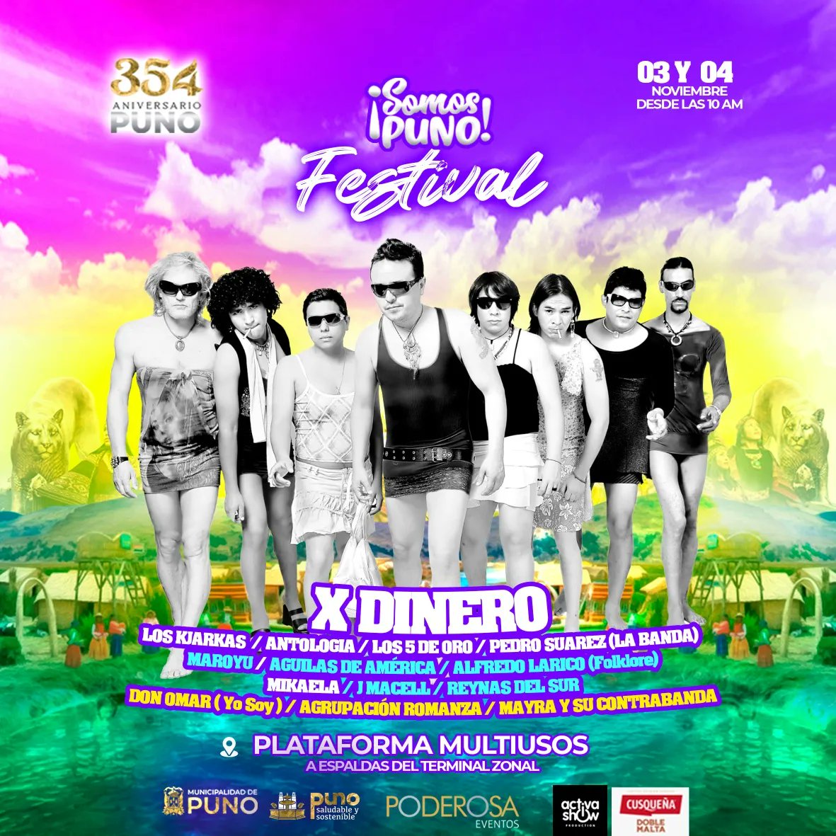 Arrancamos el fin de semana con XDINERO Noviembre 🎉🎶
👉Viernes 04 Juliaca - 7pm Aniv. Academia Titanes del Sur.
👉Viernes 04 Puno - 11 pm. Feliz 354 Aniversario Puno.