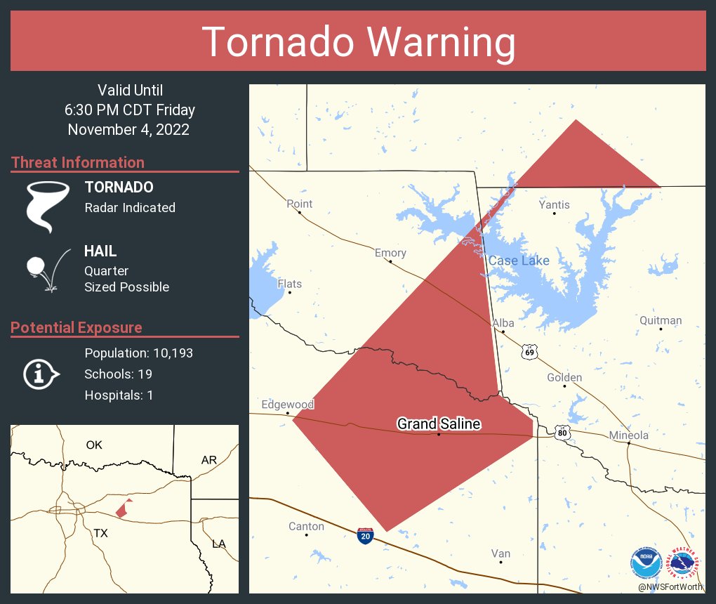 NWS Tornado on Twitter "Tornado Warning including Grand Saline TX and