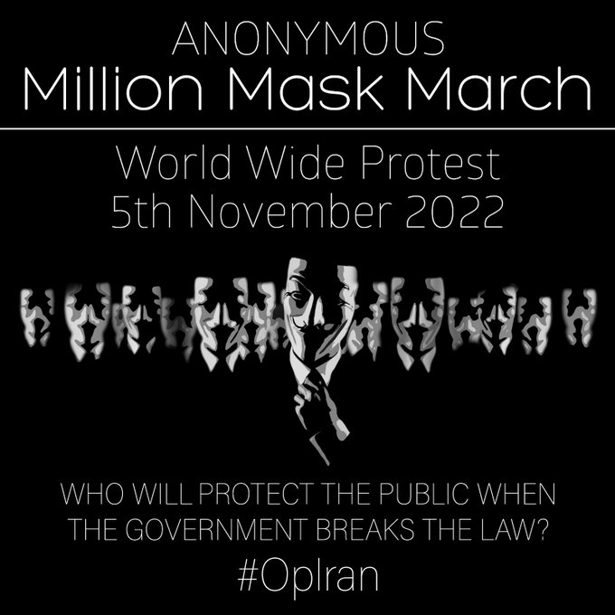 REMEMBER, remember the 5th of November!

#MillionMaskMarch2022 #Anonymous #MMM2022 #Nov5th #OpRussia #OpIran