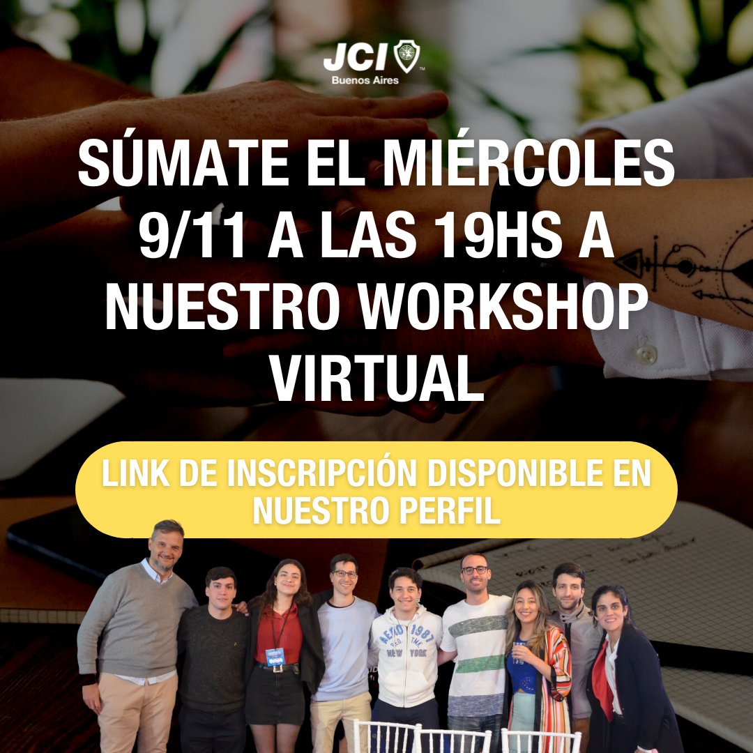 Estamos organizando un espacio para jóvenes que quieran ser voluntarios y desarrollar sus habilidades de liderazgo con nosotros en la JCI Buenos Aires. 

Este miércoles 9/11 a las 19h, por Meet. Si te interesa formar parte, podés registrarte en el form de la bio 

#jcibuenosaires