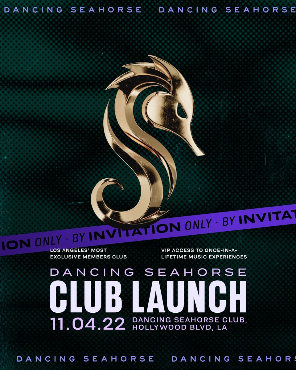 The Dancing Seahorse Club is the go to place for all live music and crypto enthusiasts! Hosting exclusive intimate live music performances &amp; #Web3 networking events.

Legend and Premium Members receive VIP access for life! 🔥 🔥 🔥 

Visit dancingseahorse.com to sign up.