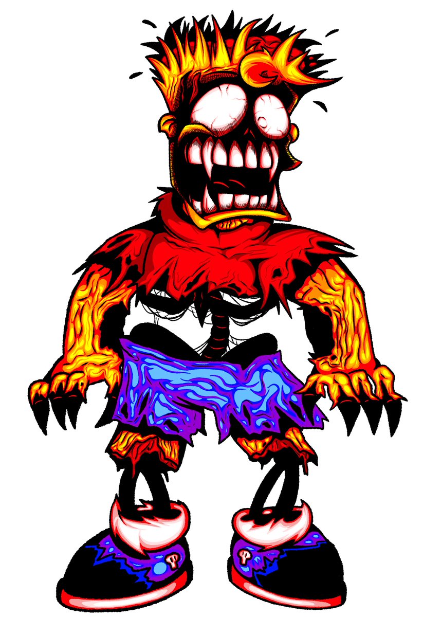 Say hello to the design of our Dead Bart reimagining, Tombstone! Drawn by yours truly, #fnfmod #simpsons #TreehouseOfHorror #fridaynightfunkinmod #deadbart #creepypasta