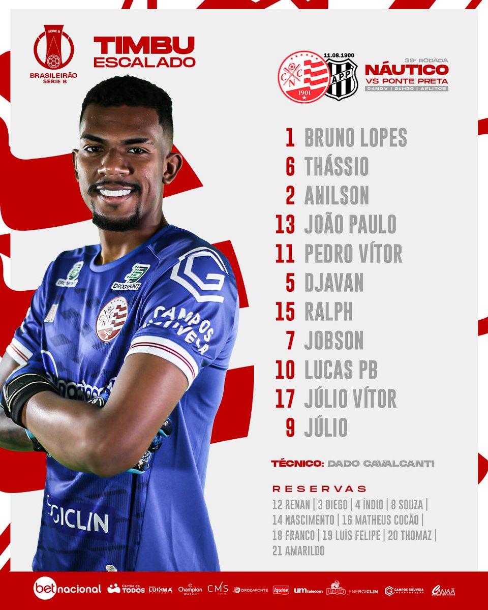 nauticope's tweet photo. Náutico escalado para o jogo contra a Ponte Preta! 🇦🇹🐭 #DiaDeTimbu #VamosVencerNáutico https://t.co/iOGYGIAzdY