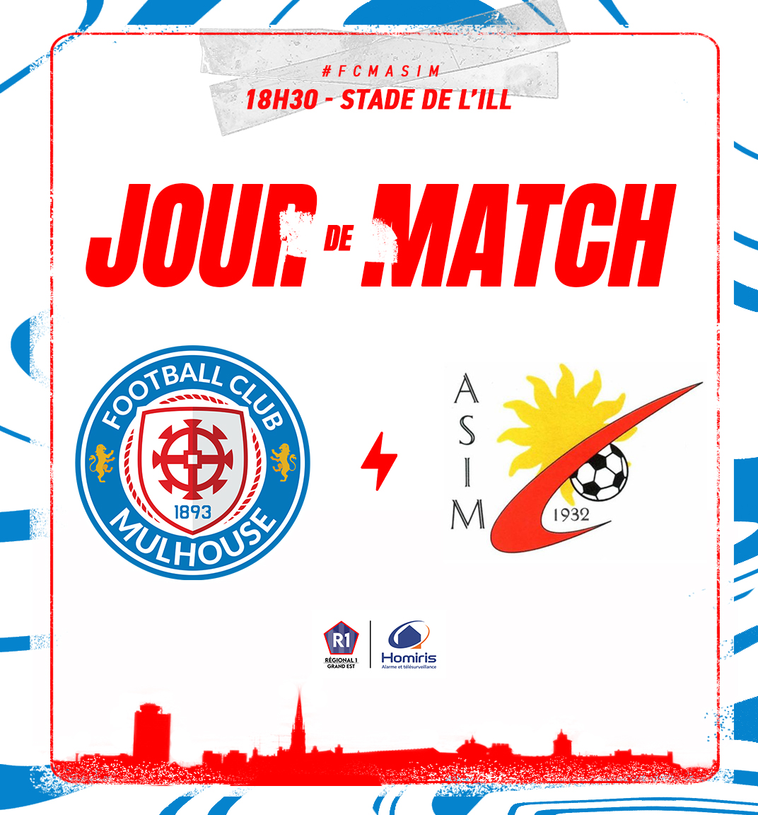 #FCMASIM| 🔥 𝐉𝐨𝐮𝐫 𝐝𝐞 𝐦𝐚𝐭𝐜𝐡
🆚 AS Illzach-Modenheim
🏆 8ème journée de Régional 1 Homiris
🏟️ Stade de l'Ill
⌚ 18h30