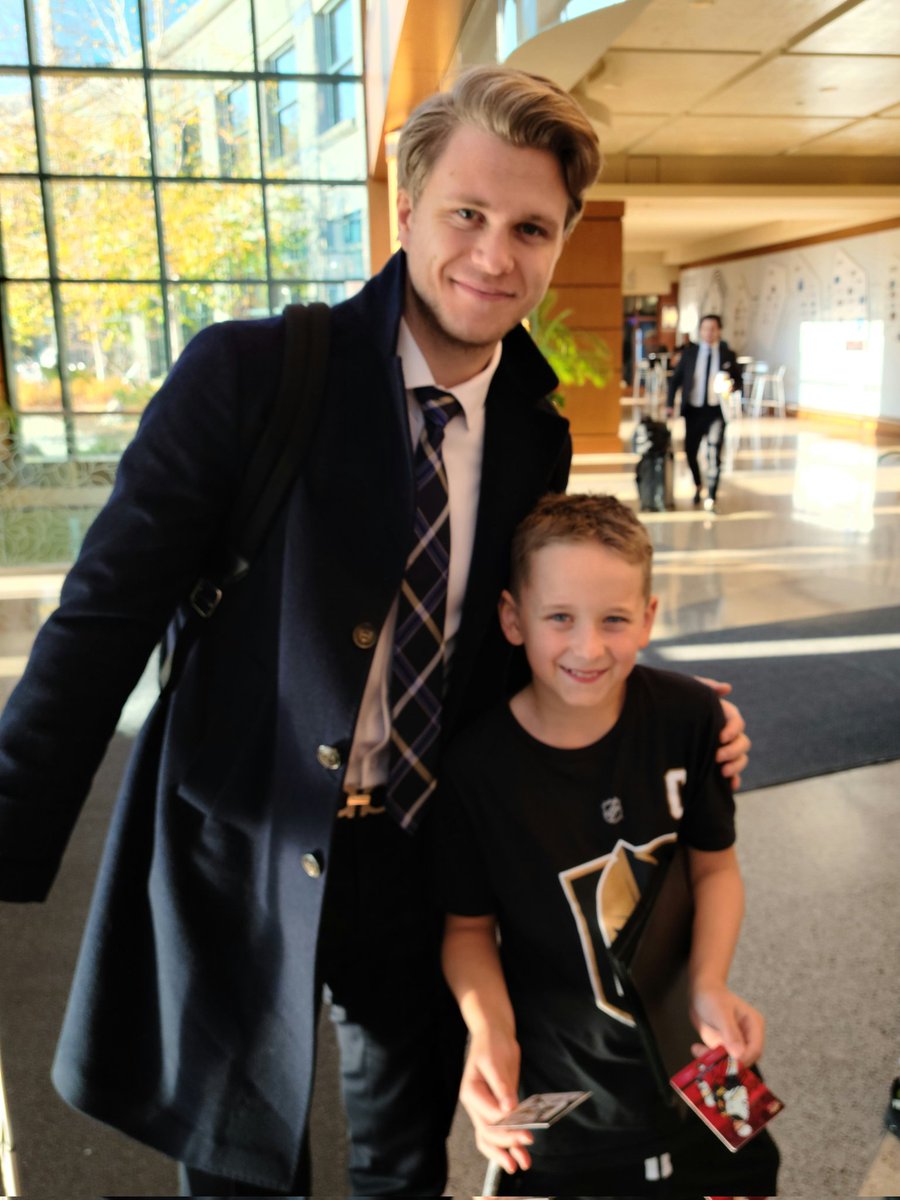 MacPhersonRant's tweet photo. "Best day of my life."  We've lost him. Our @GoldenKnights fan is one for life now. Thanks for taking the time @WKarlsson71 @jackeichel @ShaneHnidy #VegasBorn https://t.co/CD7dBdLQnR