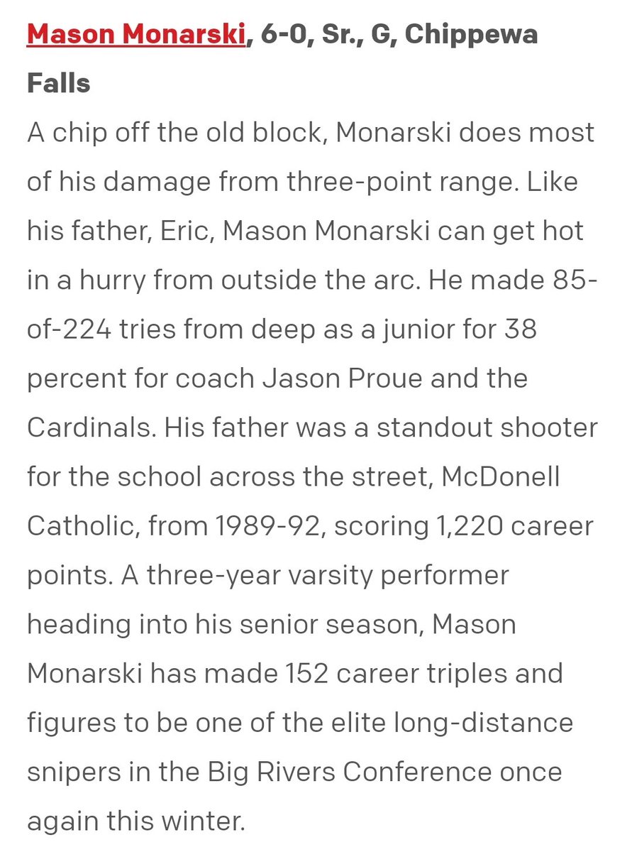 One of the hardest workers around! Excited I get to coach him one more season! <a href="/ChiHiBasketball/">Chi-Hi Boys Basketball</a> <a href="/MasonMonarski/">Mason Monarski</a>