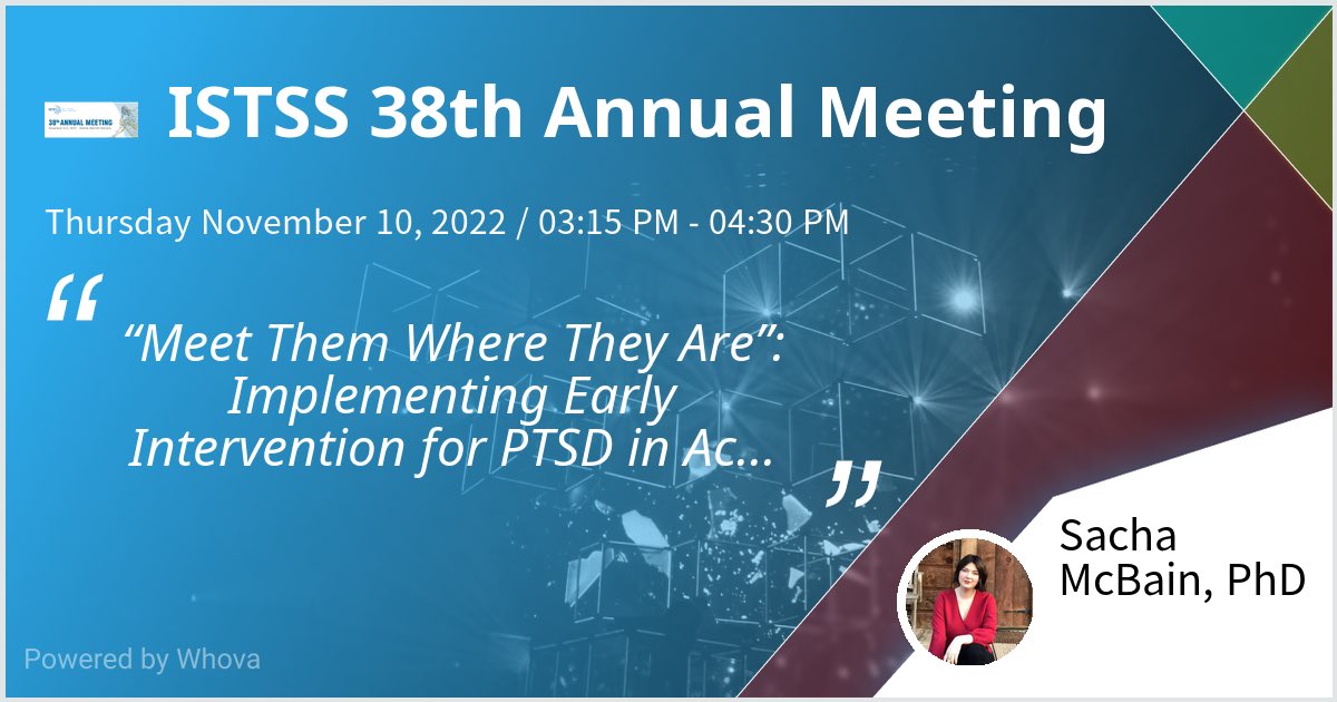 Sacha McBain, PhD (@sachamcbainphd) on Twitter photo Really looking forward to speaking at ISTSS 38th Annual Meeting along with <a href="/dr_sarahs/">Dr. Sarah Stoycos</a>, Jennifer Wild, Tatiana Davidson & Leigh Ridings about post-injury mental health. #ISTSS2022 #ISTSS @ISTSSNews Really looking forward to speaking at ISTSS 38th Annual Meeting along with <a href="/dr_sarahs/">Dr. Sarah Stoycos</a>, Jennifer Wild, Tatiana Davidson & Leigh Ridings about post-injury mental health. #ISTSS2022 #ISTSS @ISTSSNews