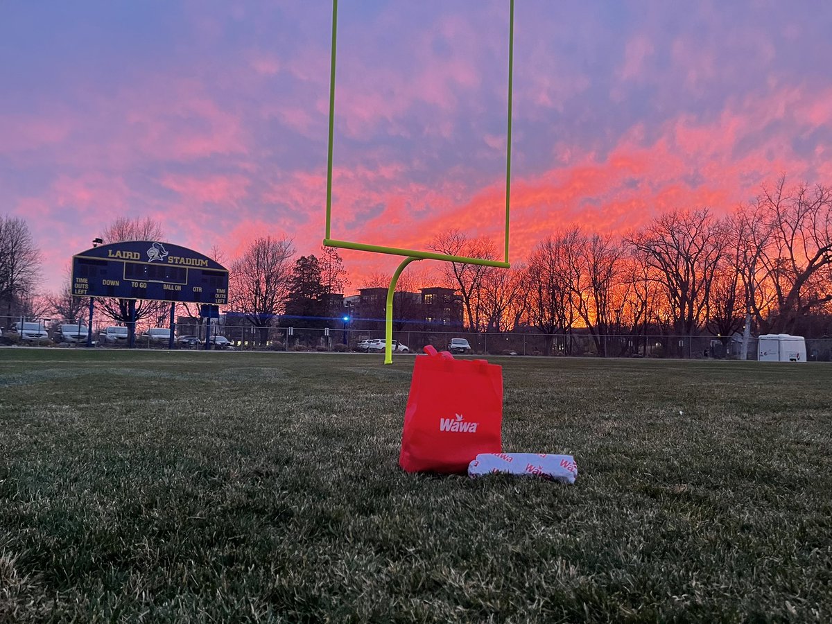 moosecarey's tweet photo. The two most beautiful sights in the world in one place- a Minnesota sunset over Laird Stadium with a Wawa gobbler. Let’s keep these two great things together with an official partnership @Wawa @CarletonFB https://t.co/jvNlc8rgOT