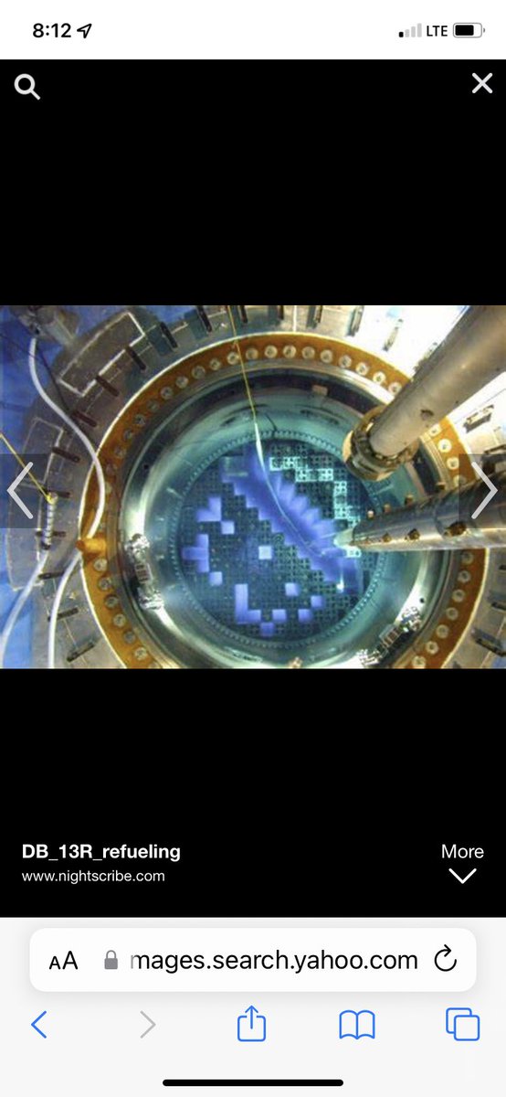 GorslineKenny's tweet photo. This is what a nuclear reactor core looks like during a refueling outage. The head is off and they are removing fuel bundles for core fuel replacement. I love my job. That blue glow is Cherenkov radiation. #NUKELIFE ๐ต๐ต๐ต๐ต https://t.co/84duh20Ubw