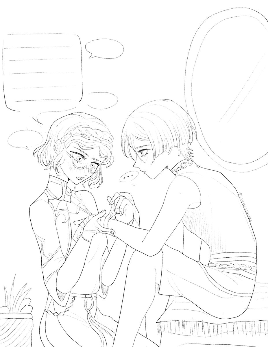 IceRiverStitche's tweet photo. "I insisted that puppets heal differently than mortals, she forced me to have my wounds tended by her. Normally, I would have easily yanked my hand away and insult her. But somehow I wasn't able to."
#haypasia #scaramouche #scara #GenshinImpact #genshinart #scarapasia #Wanderer https://t.co/VAm7zXsiJp