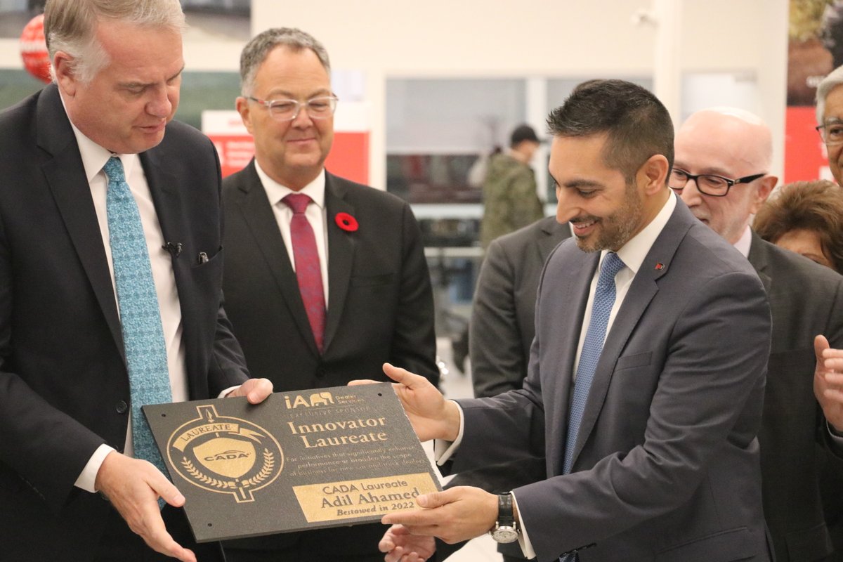 Destination_AG's tweet image. We recently shared a special moment with our partners and associates to celebrate the CADA Laureate Award for Business Innovation, bestowed upon our Managing Director and Dealer Principal, Adil Ahamed. Adil joins our President Aziz Ahamed, who won the award in 2019.