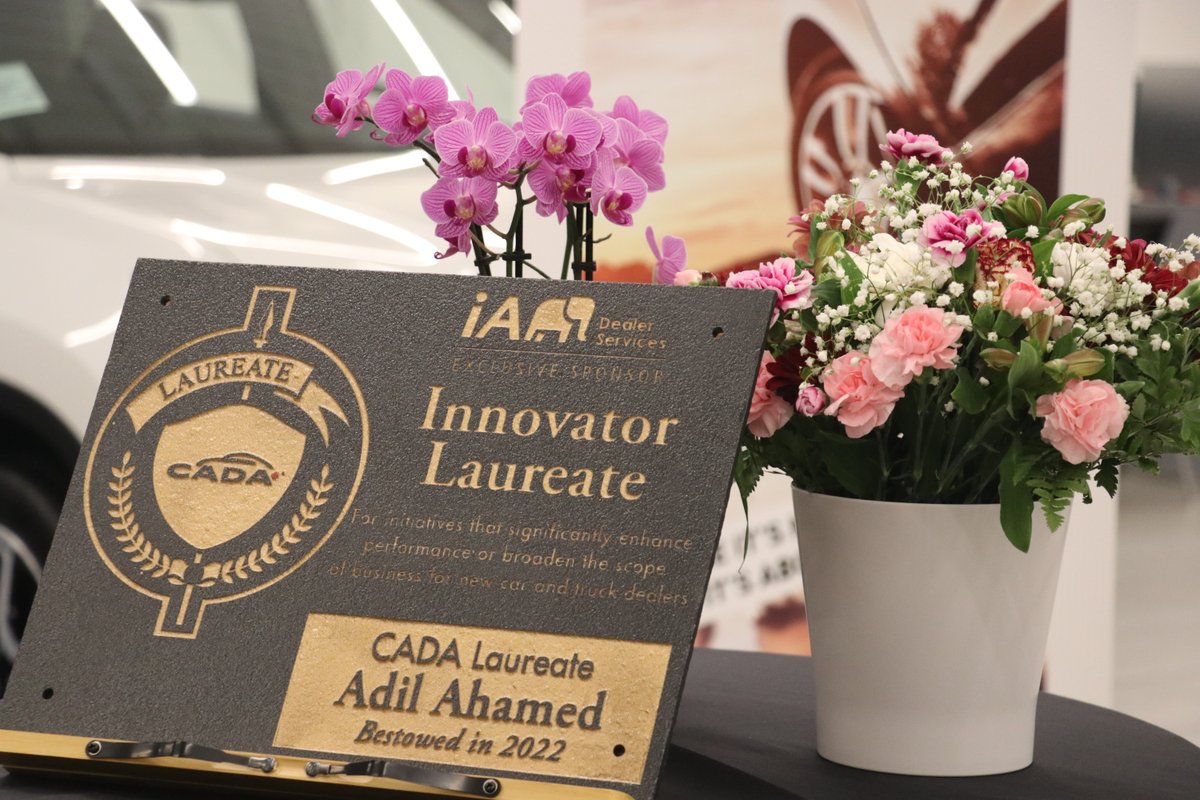 Destination_AG's tweet image. We recently shared a special moment with our partners and associates to celebrate the CADA Laureate Award for Business Innovation, bestowed upon our Managing Director and Dealer Principal, Adil Ahamed. Adil joins our President Aziz Ahamed, who won the award in 2019.