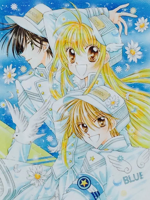 おはようございます今日はけっこう寒い。このイラスト年末に描いた記憶があります。杏樹の髪が黄色なので他を青にしたら目立つかなと考えました。服や帽子の水色はコピックです。「聖ドラゴンガールみらくる」マンガmeeで無料配信中。読んでみてね  