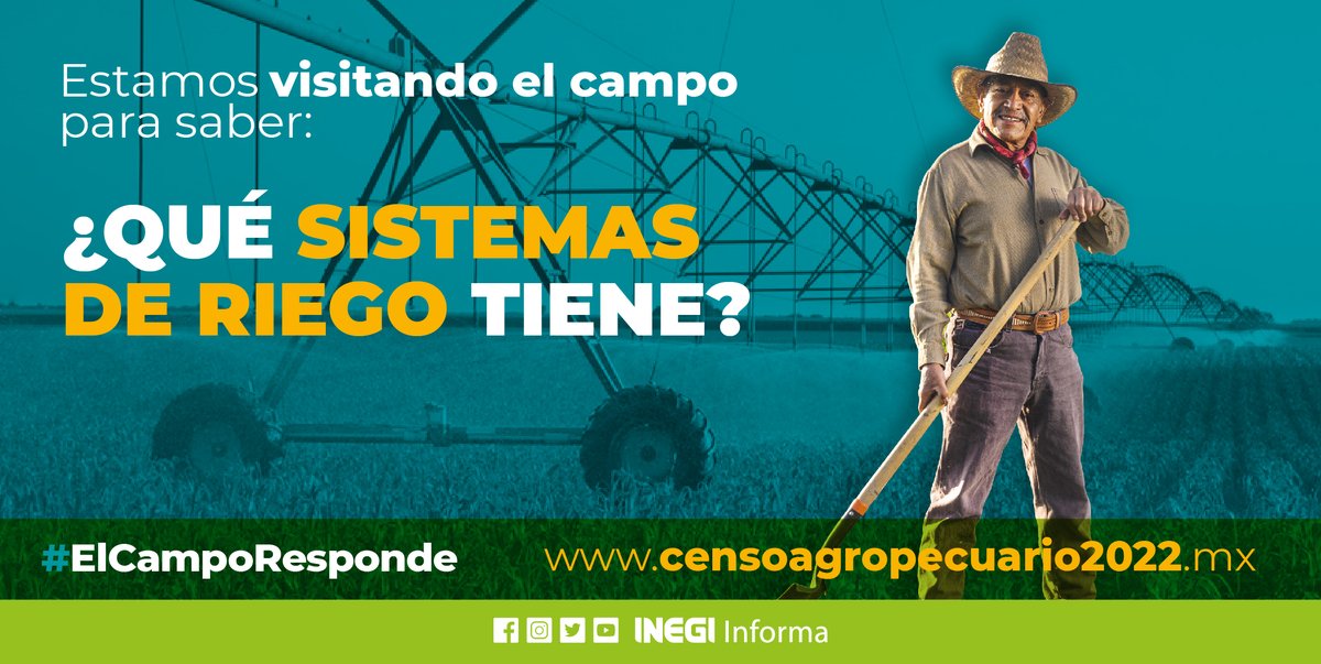 INEGI_INFORMA's tweet photo. Si cultivas la tierra, cuéntanos cómo riegas tu sembradío. #CensoAgropecuario 2022 
https://t.co/r9bMOevXFz https://t.co/5sa4i6k2n2