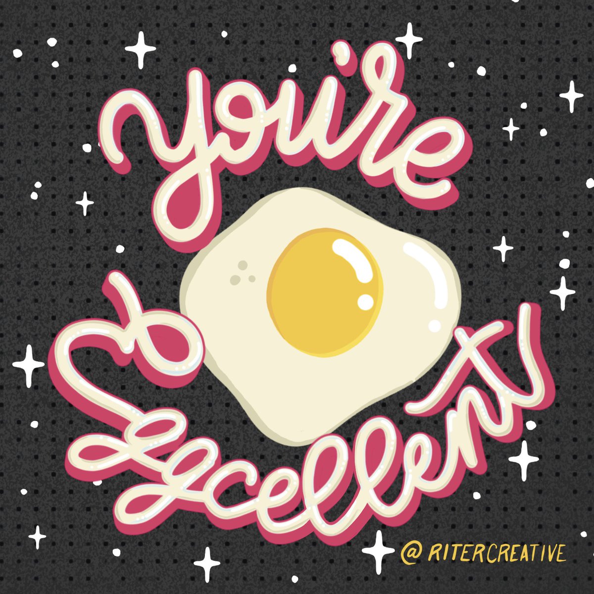 DoodlePicnic's tweet image. You’re eggcelent! (Even if you’re a little scrambled…) #punny #ArtistOnTwitter #illustratedlettering #sparkle