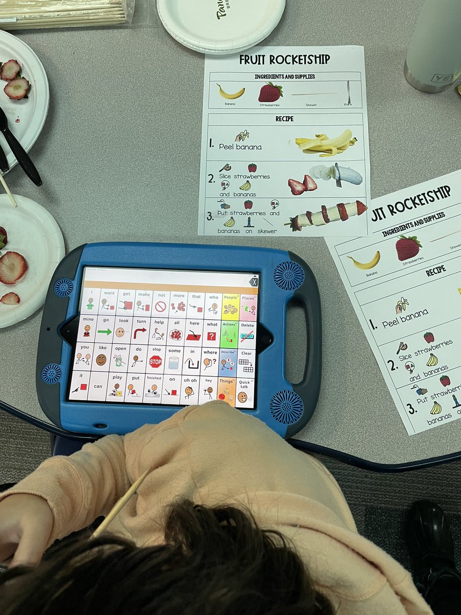 Focused on communication and following directions while making fruit rocket ships! We are “blasting” off into Unique’s theme for this month! <a href="/LorigarnerLori/">Lori</a> <a href="/kwilkinsonSSW/">Karen Wilkinson, LMSW</a>