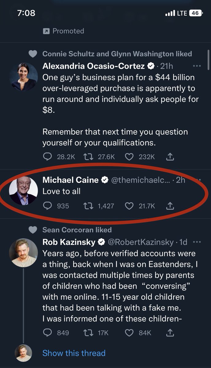 HopefullyDan's tweet image. Just a reminder that in the midst of all the chaos and pain, @themichaelcaine loves you.