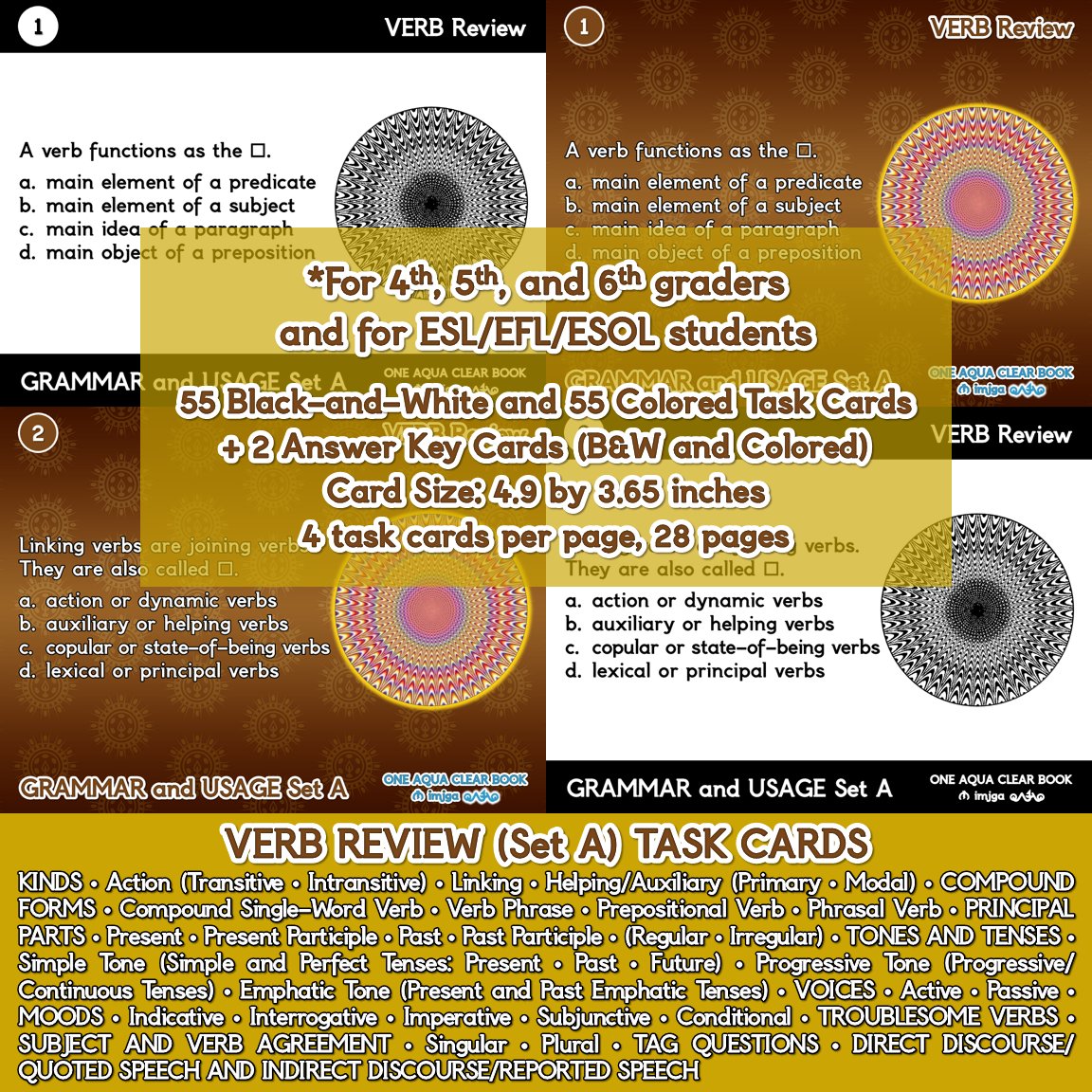 1aquaclearbook's tweet image. #Verb #Review (Set A) #TaskCards
✅teacherspayteachers.com/Product/Verb-R…
✅oneaquaclearbook.gumroad.com/l/bstupu
✅madebyteachers.com/products/verb-…
📃#PartsofSpeech #Grammar #Usage #English #Language #ESL #EFL #ESOL #Education #Assessment #Review #Printable #Worksheet #PowerPoint #TpT #TeachersPayTeachers #Gumroad