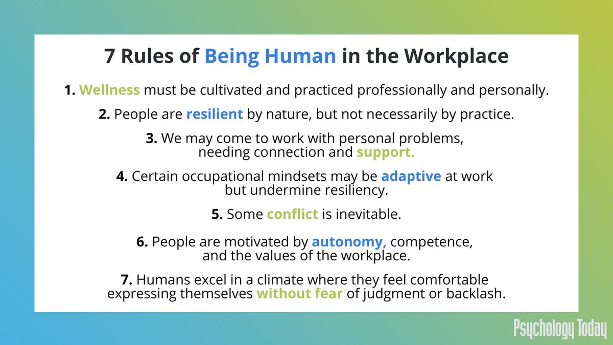 PsychToday's tweet image. How can we make the workplace feel safe, supportive, and more human? By starting here. bit.ly/3xQayI0