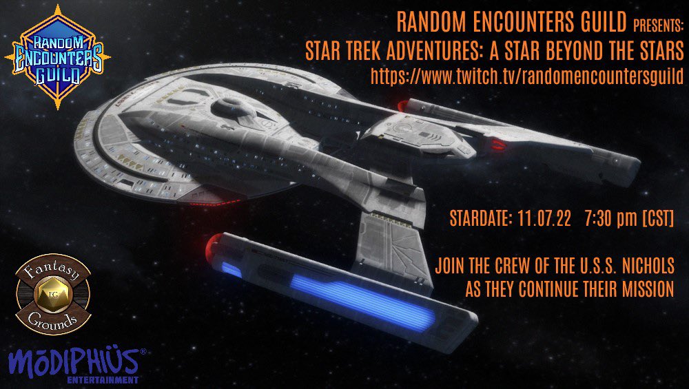 REG_RPG's tweet photo. This Monday night we continue our mission in Star Trek Adventures from @Modiphius using the ruleset built in @FantasyGrounds2. Come join the shenanigans! https://t.co/VTlrzWuauH https://t.co/PpItk4yt5U