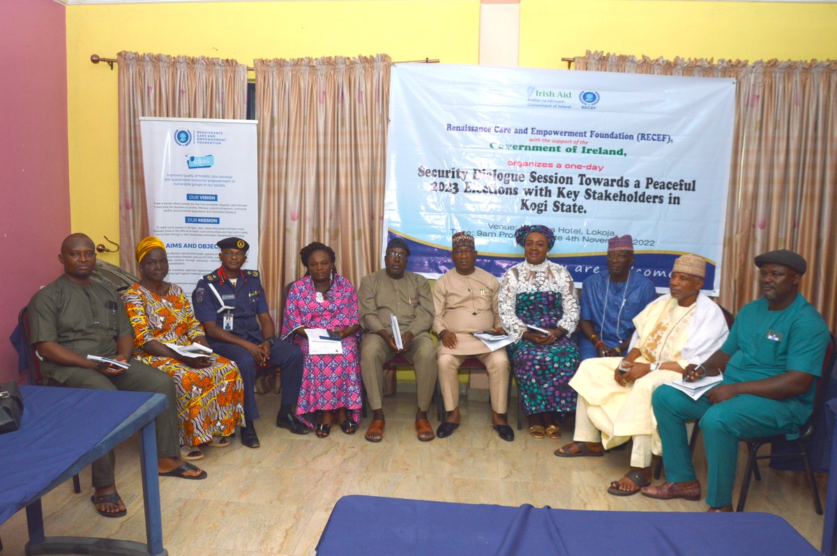 recefnigeria's tweet photo. At RECEF security dialogue session in Lokoja, participants were drawn from Law enforcement agencies, INEC, Political Parties, Religious bodies, Traditional rulers, CSOs and the media. @IrlEmbNigeria @HamzyCODE @inecnigeria @official_NSCDC @PoliceNG @KogiPoliceNG

#WomenV4D https://t.co/KzSSl3eQ4R