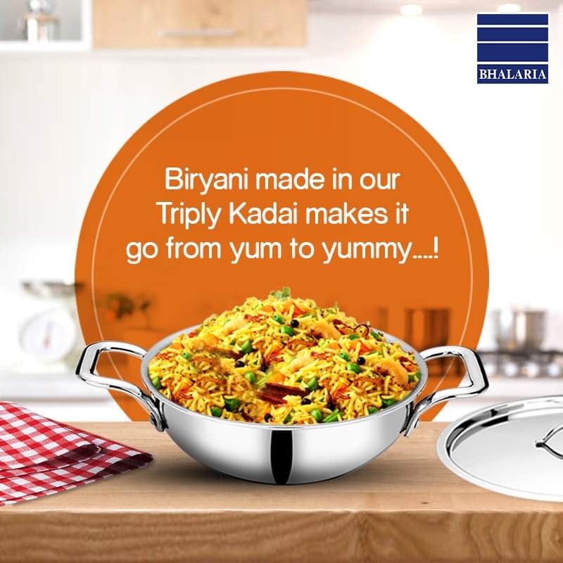 BhalariaBombay's tweet photo. Enjoy your cooking passion with Bhalaria’s Stainless Steel Kadai and serve hot and healthy meals to your family.
Shop now >> https://t.co/bWE7eJLLD1
.
.
#triplykadai #stainlesssteelkadai #kadai #cooking #food #biryani #foodie #manufacturer #thaliset #stainlesssteel #bhalaria https://t.co/fY9ioUPDIE
