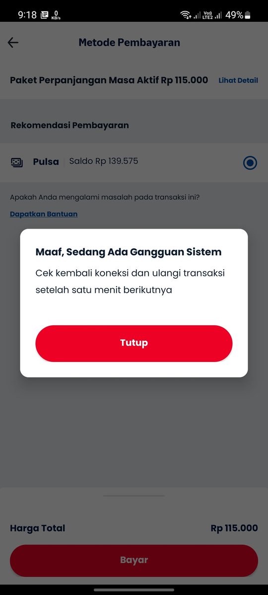 exliko's tweet photo. @Telkomsel saya tidak bisa beli paket perpanjangan masa aktif, sudah coba dari kemarin selalu gagal seperti di gambar https://t.co/dGZ0viiSSd