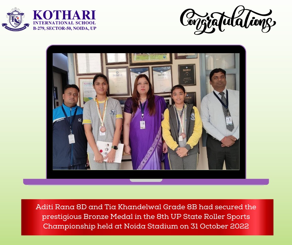 kothari_school's tweet photo. 𝐴𝑑𝑖𝑡𝑖 𝑎𝑛𝑑 𝐷𝑖𝑎 ℎ𝑎𝑑 𝑠𝑒𝑐𝑢𝑟𝑒𝑑 𝑡ℎ𝑒 𝑝𝑟𝑒𝑠𝑡𝑖𝑔𝑖𝑜𝑢𝑠 𝐵𝑟𝑜𝑛𝑧𝑒 𝑀𝑒𝑑𝑎𝑙 𝑖𝑛 𝑡ℎ𝑒 8𝑡ℎ 𝑈𝑃 𝑆𝑡𝑎𝑡𝑒 𝑅𝑜𝑙𝑙𝑒𝑟 𝑆𝑝𝑜𝑟𝑡𝑠 𝐶ℎ𝑎𝑚𝑝𝑖𝑜𝑛𝑠ℎ𝑖𝑝 ℎ𝑒𝑙𝑑 𝑎𝑡 𝑁𝑜𝑖𝑑𝑎 𝑆𝑡𝑎𝑑𝑖𝑢𝑚 𝑜𝑛 31 𝑂𝑐𝑡𝑜𝑏𝑒𝑟 2022. https://t.co/Lx4uPuaxon