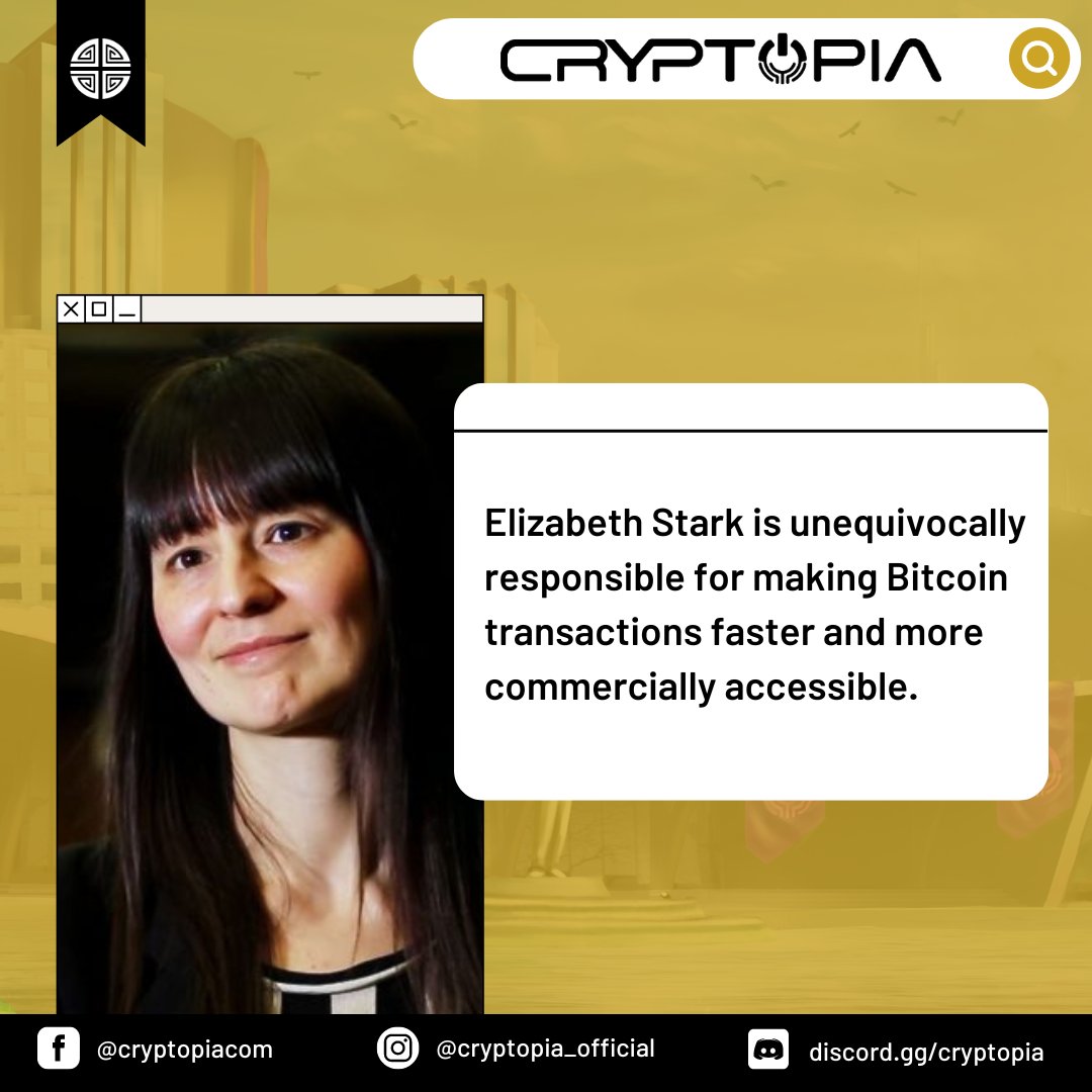 JaneBrown_CRT's tweet image. Elizabeth is the co-founder of the Lightning Lab, a company that make a layer 2 solution called the Lightning Network for Bitcoin transactions.

It is proof that women can do great in Crypto space!

Visit us:
Discord: link.cryptopia.com/3UVIKfY

#Cryptopia #Crypto #LightningLab