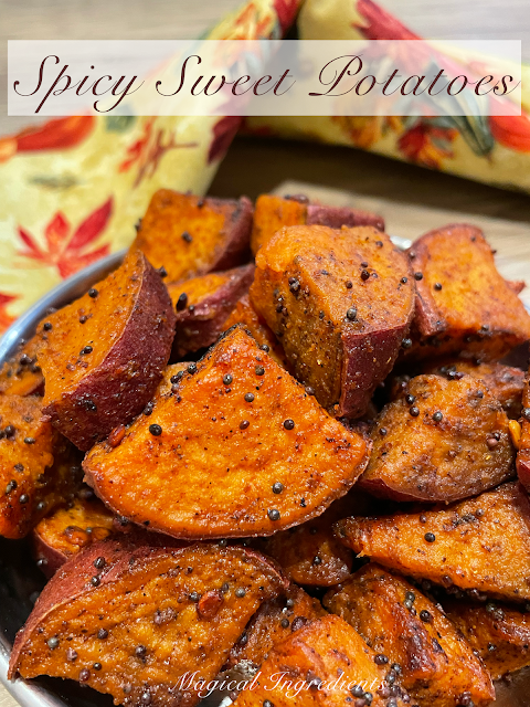Stovetop Spicy Sweet Potatoes - Easy, quick,  #delicious, #vegan #spicy #sweetpotatoes are the best #holidaysidedishes. These tasty sweet potatoes need no reason to make. #Thanksgivingrecipes #holidaymenu #easyrecipes go.shr.lc/3UmoGlK