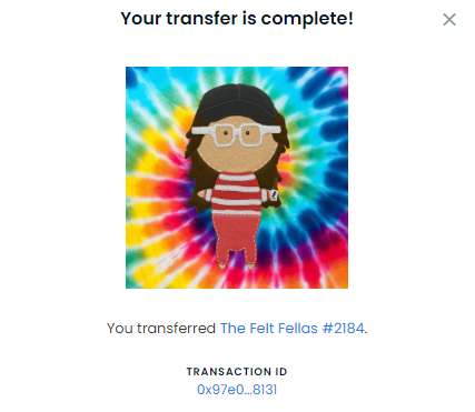 Congrats @eestevez17 -  You've received a <a href="/FeltFellas/">Felt Fellas / 29 Fellas Left to Mint</a> NFT in your wallet!