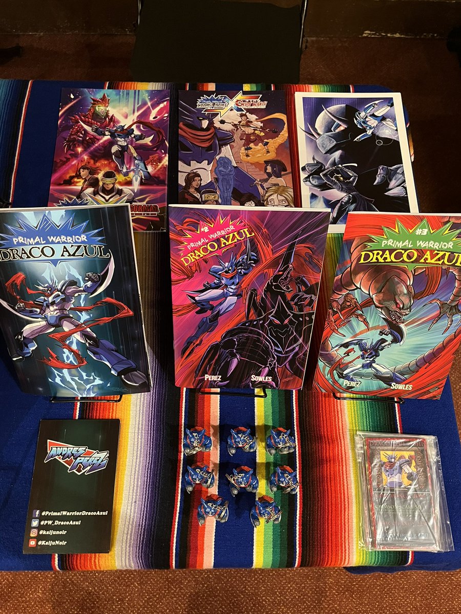 PW_DracoAzul's tweet photo. All ready for @j1con tomorrow and Sunday with @PASCMatt1. You can find us at Table 43 in the Heart & Soul room!
#j1con #dracoazul #primalwarriordracoazul #atomicrex #comics #novels #kaiju #mecha #怪獣 #メカ https://t.co/LC4sI4bZXD