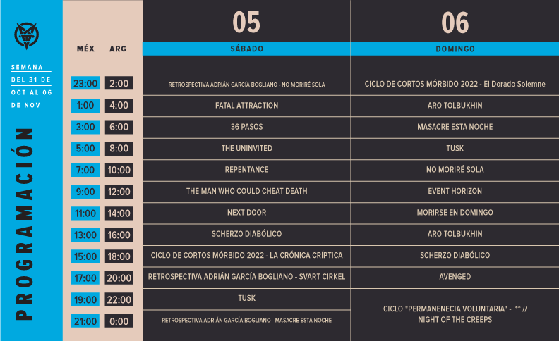 morbidotv's tweet photo. Programación de Mórbido Tv del 05 de Octubre al 06 de Noviembre 📺 https://t.co/E9lxk4qA18