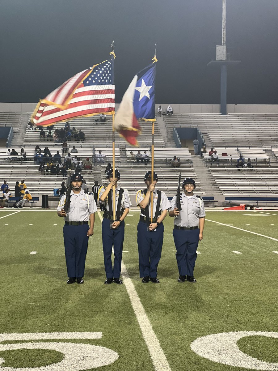 Amazing job Color Guard!🇺🇸#JROTC #jrotc #scarboroughhighschool #colorguard #drill #drillteam #football #SeniorNight
