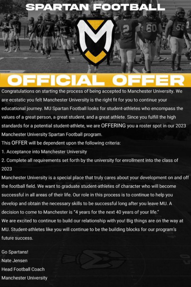 Adam Hobbs (@adam_hobbs41) on Twitter photo Blessed to receive an offer from <a href="/footballcoachj/">Coach Nate Jensen</a> and Manchester University <a href="/CHBruinFootball/">CH Football</a> Blessed to receive an offer from <a href="/footballcoachj/">Coach Nate Jensen</a> and Manchester University <a href="/CHBruinFootball/">CH Football</a>