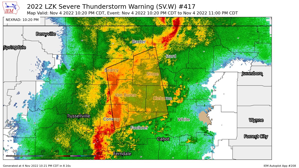 NWS MPX Chaser on Twitter "LZK issues Severe Thunderstorm Warning