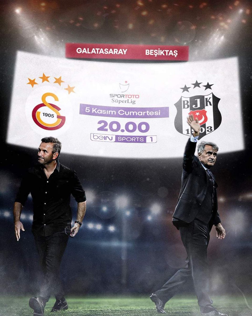 Bugün Günlerden Galatasaray 
Galatasaray Besiktas 
Saat 18:00
#BugünGünlerdenGALATASARAY 💪 
🏆 Süper Lig 2022-2023 Sezonu
🗓 13. Hafta
🆚 Besiktas 
📆 05.11.2022
⏰ 18:00
🏟 Nef Stadyumu 
🦁#AslanGibiSavaş
🦁#SeniSevmeyenÖlsün
🦁#YenilesekDeGalatasaray
🦁#SereftirSeniSevmek
🦁