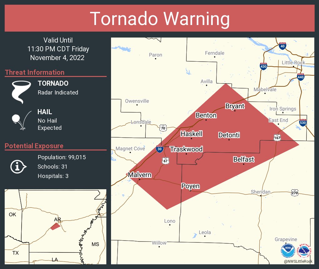 NWS Little Rock on Twitter "Tornado Warning including Benton AR