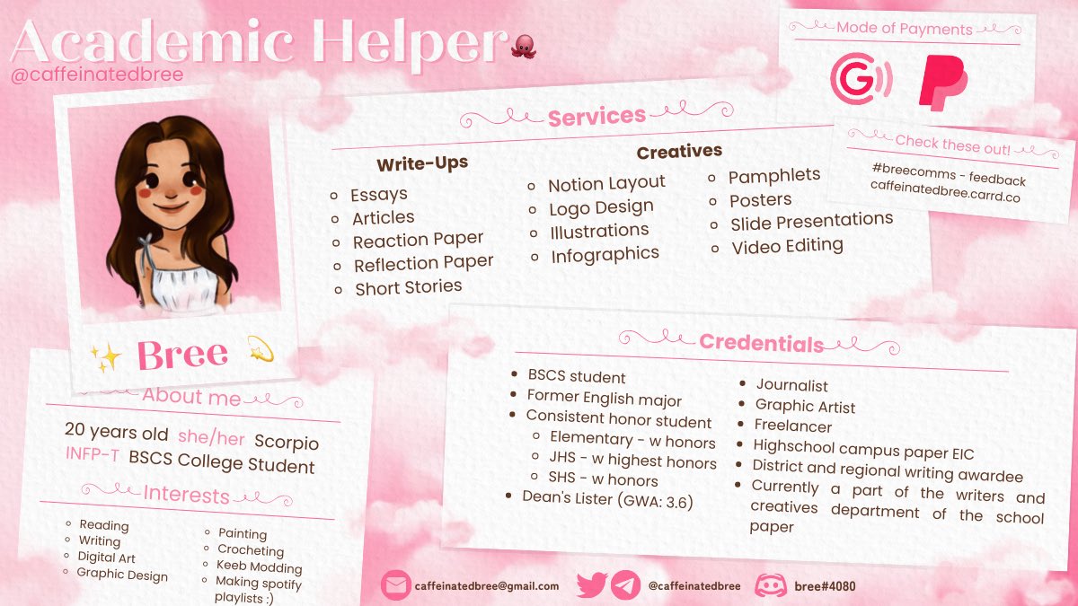 caffeinatedbree's tweet image. ‧̍̊˙˚˙ᵕ꒳ᵕ˙˚˙ Hi, I&apos;m Bree, your acad commissioner! ˙˚˙ᵕ꒳ᵕ˙˚‧̍̊˙

» view my carrd caffeinatedbree.carrd.co 
» click here to view feedback #breecomms

» pricelist w t&amp;amp;c will be sent upon inquiry! 🫶🏻 

🏷️ lf clients essay paper infographic powerpoint layout acadhelp commstwt