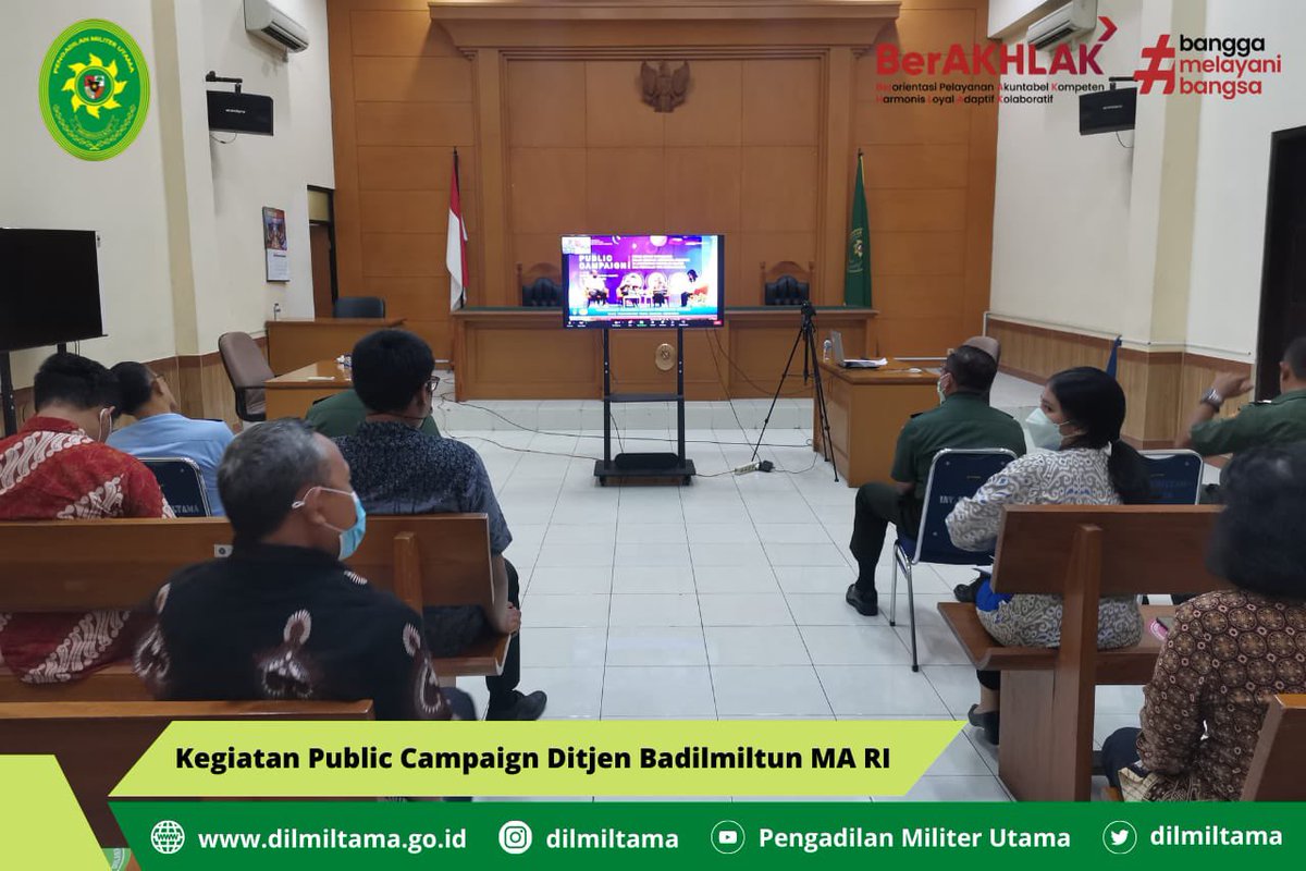 dilmiltama's tweet photo. Kegiatan Public Campaign (Talkshow) yang diselenggarakan oleh Ditjen Badilmiltun MA RI dengan Tema "Peran Ditjen Badimiltun dalam Menjaga Integritas Aparatur di Lingkungan Peradilan Militer dan Peradilan Tata Usaha Negara" secara Daring. https://t.co/sjACtbxQ0V