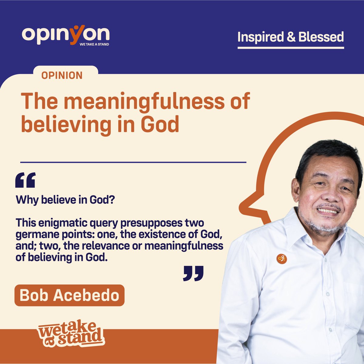 OpinYonNews's tweet photo. Why believe in God?
 
This enigmatic query presupposes two germane points: one, the existence of God, and; two, the relevance or meaningfulness of believing in God.

Read more
https://t.co/NSa72XoCij

#opinyoncolumnists https://t.co/jvmTrtxiME