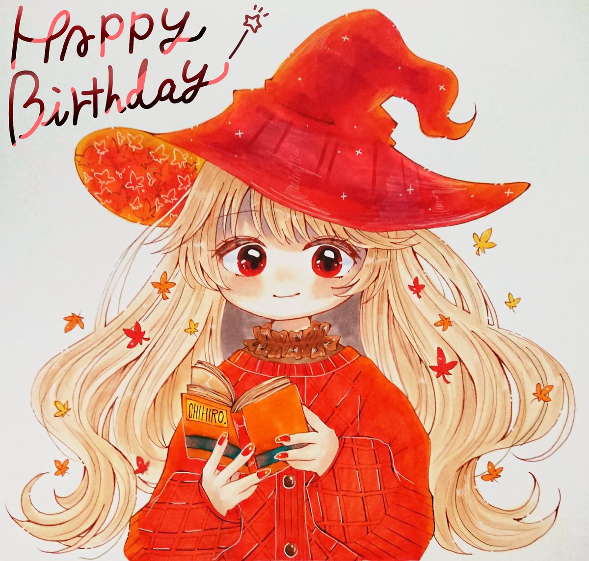 「お誕生日のお祝いイラスト頂きました 鈴蘭さんからオリキャラの紅葉の魔女を描いてく」|犬丸ちひろ｜マンガ作業中のイラスト