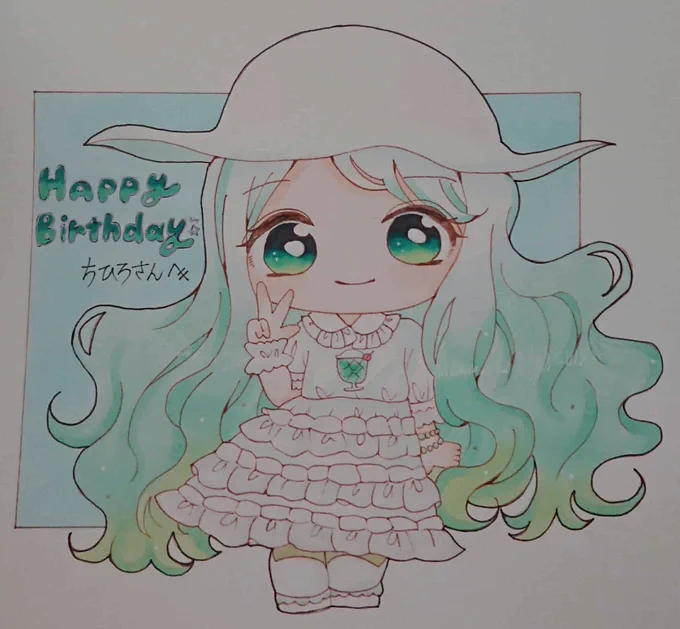 お誕生日のお祝いイラスト頂きました 鈴蘭さんからオリキャラの紅葉の魔女を描いてくださいました。本当にありがとうございます去年頂いたクリームソーダちゃんも載せます幸せです。 