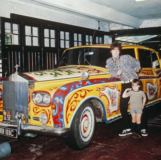 crockpics's tweet image. John Lennon with his Rolls Royce