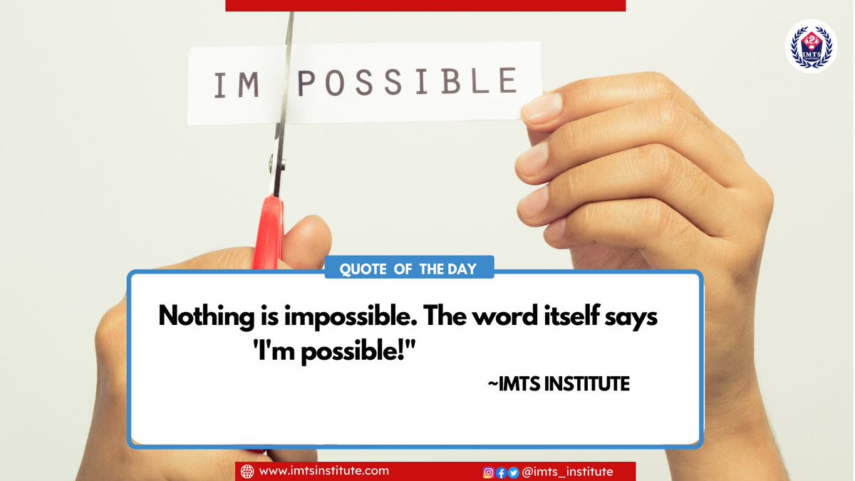 IMTSINSTITUTE's tweet photo. Follow us for more--
#Morningmotivation #staypositive #positivity #Education #dailypost #IMTS #IMTSINSTITUTE #educationalposts https://t.co/mEQu0qaqZs