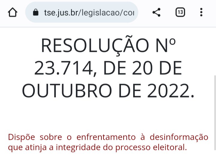 saulchristos's tweet photo. A RESOLUÇÃO DA MORDAÇA

O TSE aprovou, a poucos dias do 2º turno, a Resolução 23.714. Ela permite a remoção de conteúdo das redes de imediato, sem pedido de ninguém.

Foi exatamente para sufocar qualquer questionamento POSTERIOR às eleições. Eles SABIAM que viria! 

Sigam o 🧶⬇️ https://t.co/Y1YTkJl1aD
